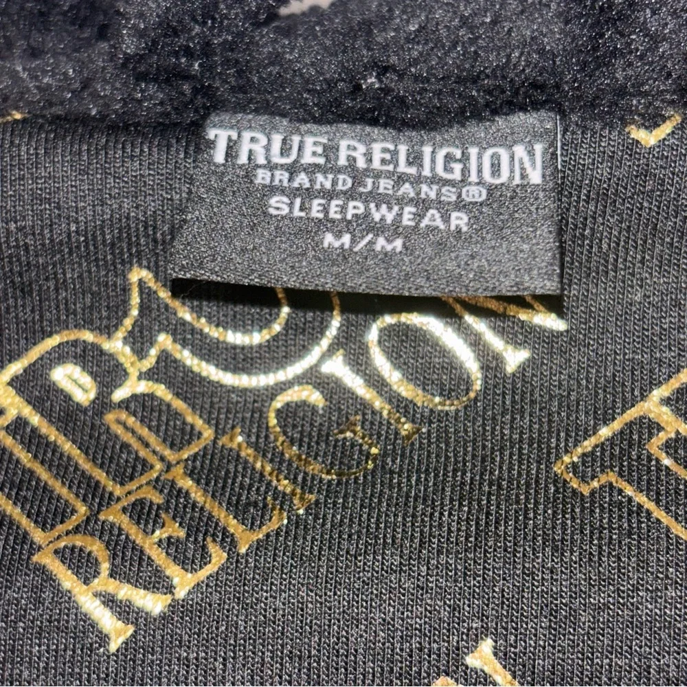 True Religion Black and Gold Long Robe Jacket